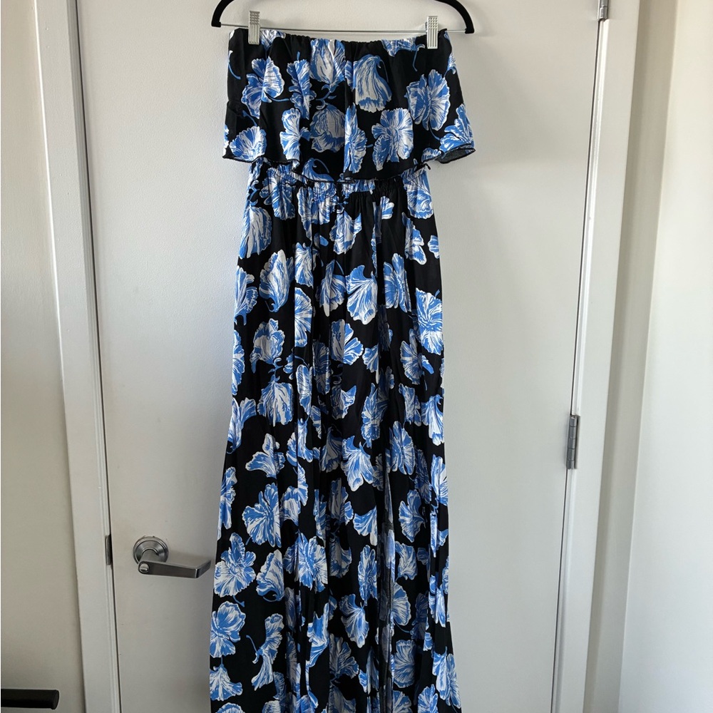 Lulu's Blue and Black Floral Dress